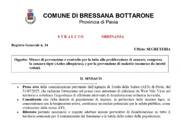 Misure di prevenzione e controllo per la lotta alla proliferazione di zanzare