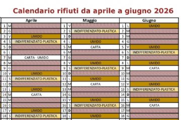 Calendario raccolta rifiuti 2026